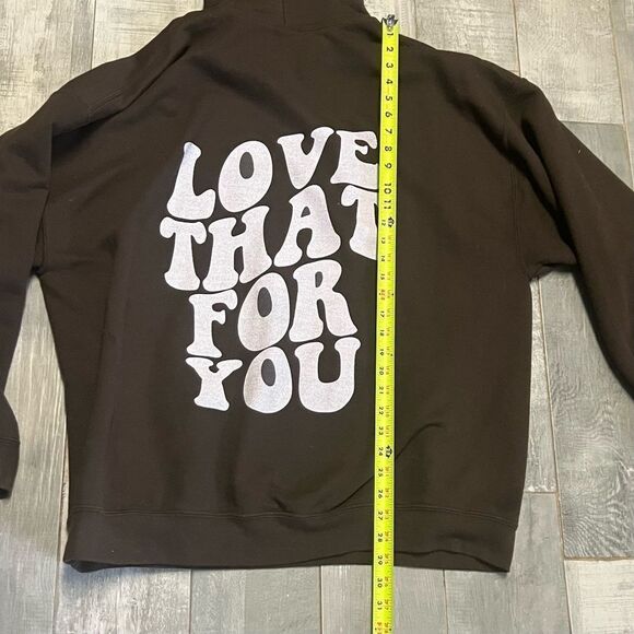 “Love That For You” Brown White Bubble Letter Heavy Weight Cotton Hoodie 2X - Picture 2 of 5